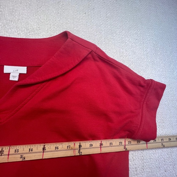 Jill Women's Red Cotton Short Sleeve Top Sailor‎ Collar V Neck Casual Blouse - Picture 4 of 9